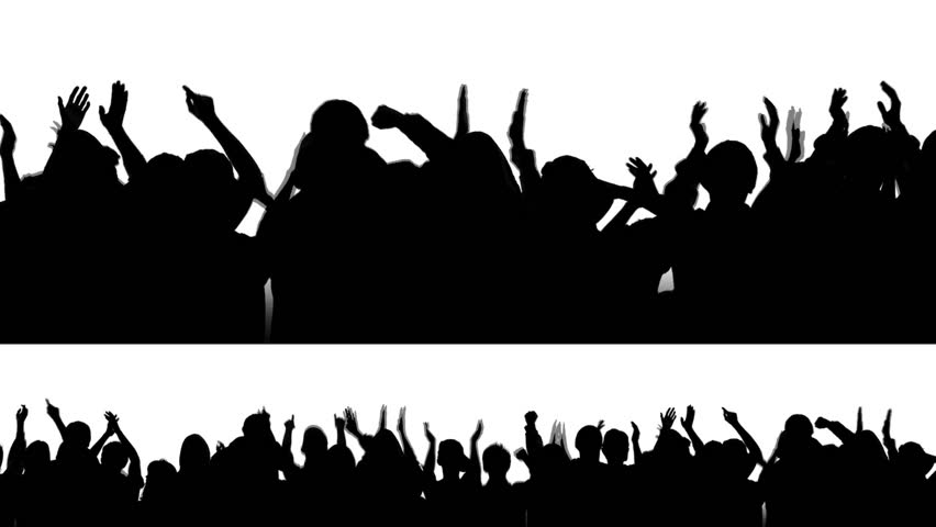 2 options of a cheering crowd. Crop or mask out one. I recommend "darken" blending mode