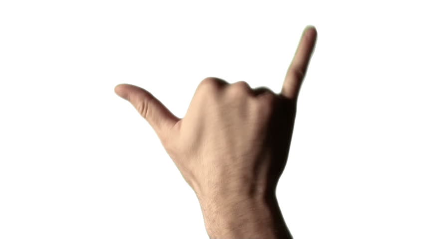 hang loose symbol against white
