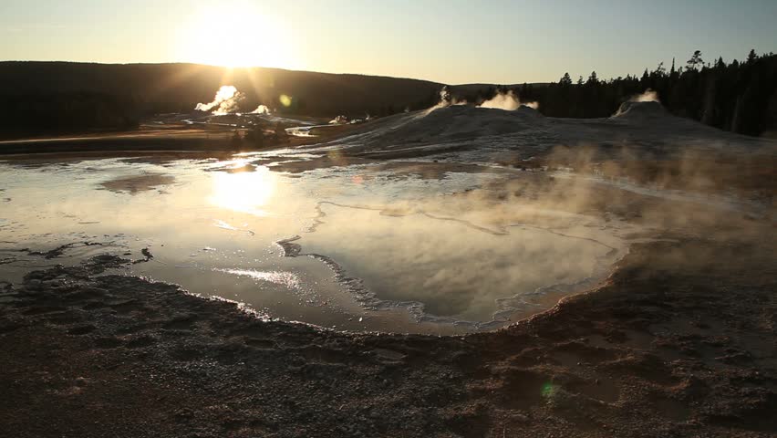 Old Faithful Geyser Basin in Yellowstone