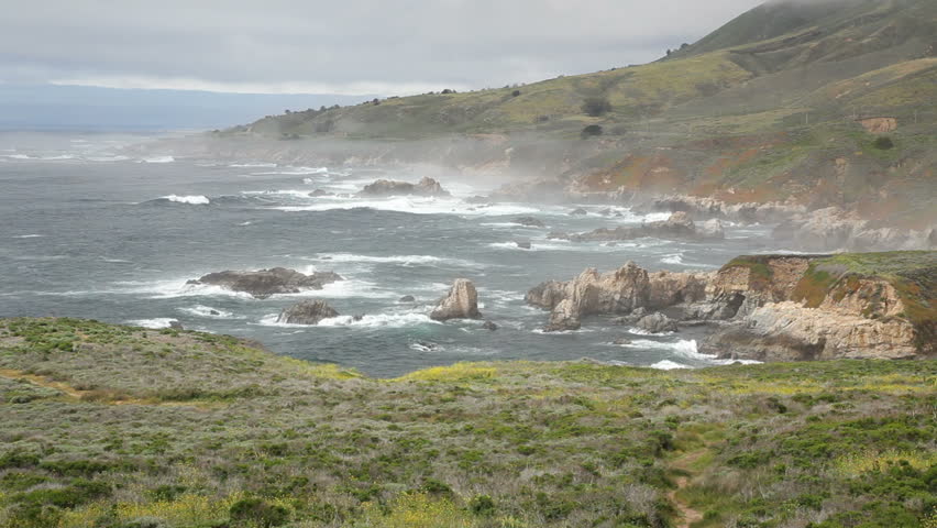 1080p Fog engulfing Big Sur coast