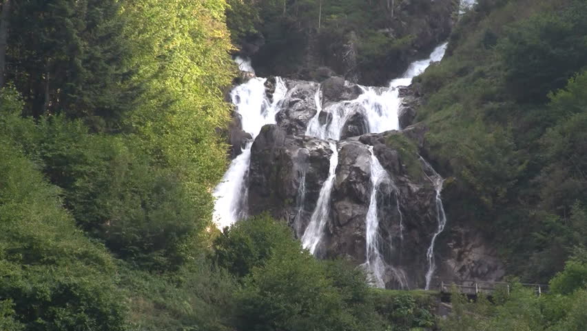 The Lutour waterfall in the French pyrenees in Cauterets. Recorded with a Canon Legria HF 200 at slow speed