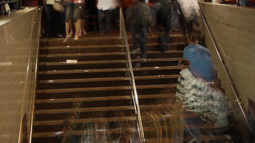 People climbing up and down the stair / ghost effect