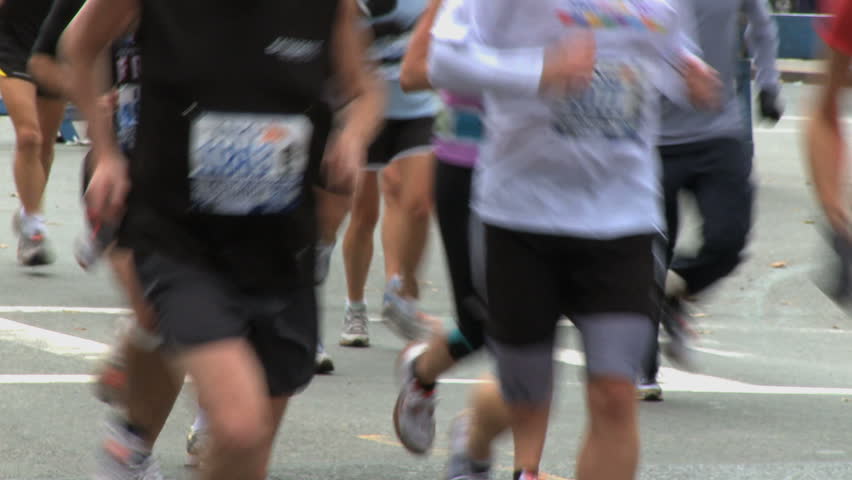 NEW YORK CITY - NOVEMBER 1: Anonymous runners compete in the 2009 New York Marathon.  It was the 40th year of this celebrated event.