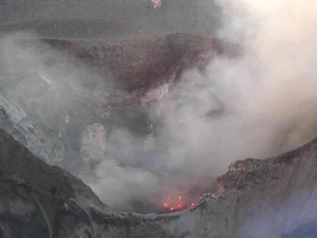 Eruption in the crater