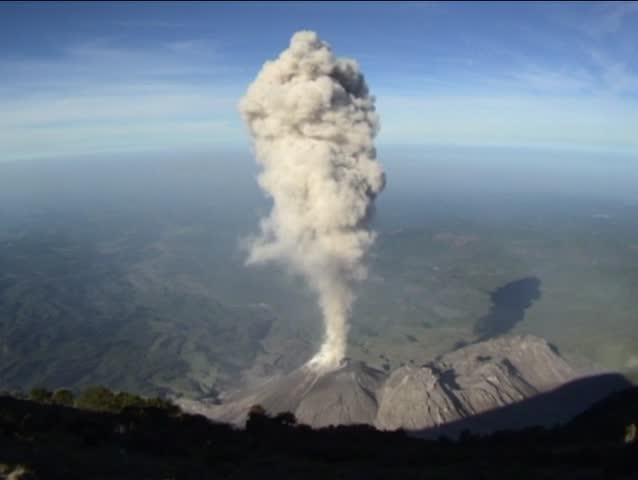 Volcano Santiaquito in Guatemala. View from volcano Santa Maria until to the pacific coast