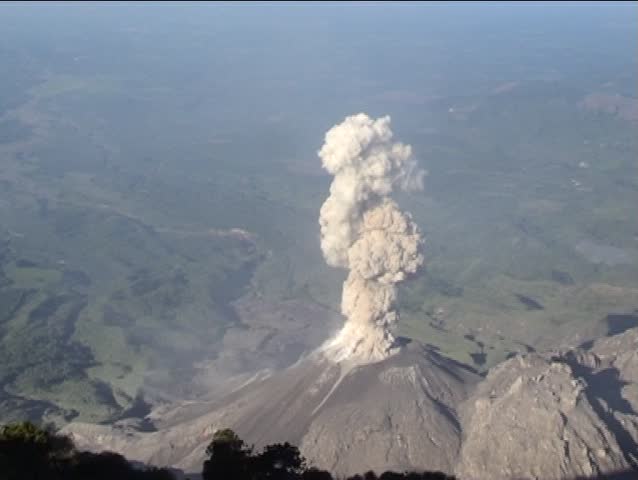 Erupting volcano Santiaquito in Guatemala.