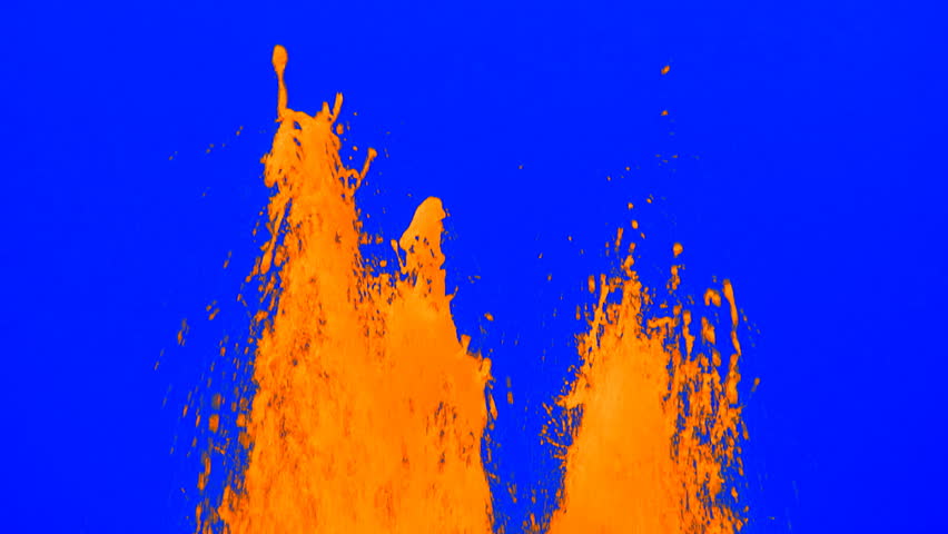 lava fountain against blue screen background