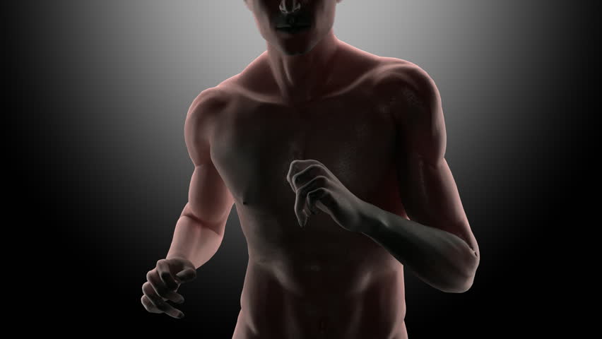 Runing man with cardio data projection - fitness concept in loop --- Similar videos in my portfolio ---