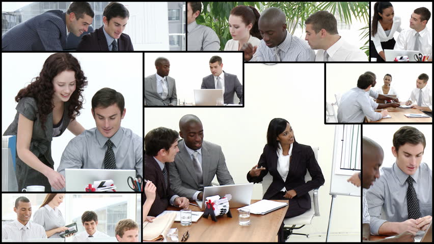 Montage footage of Business team at work