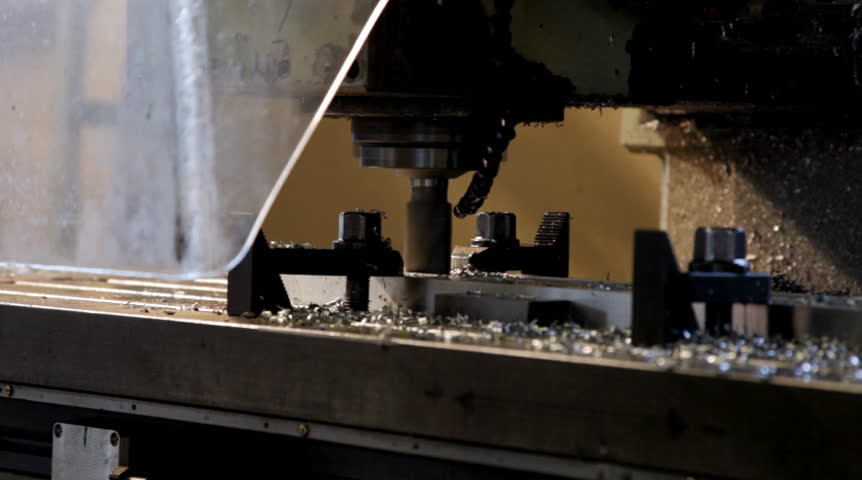 Machine drill work with metal close up