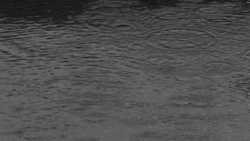 raindrops in puddle