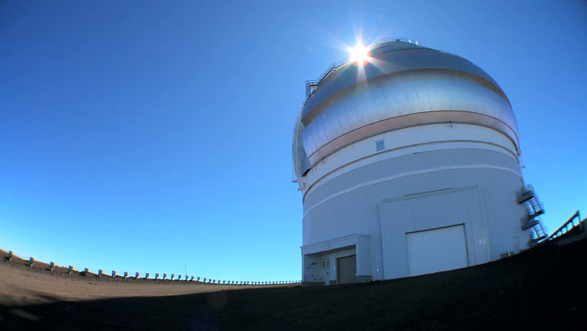 Domed astronomy observatory in barren elevated position