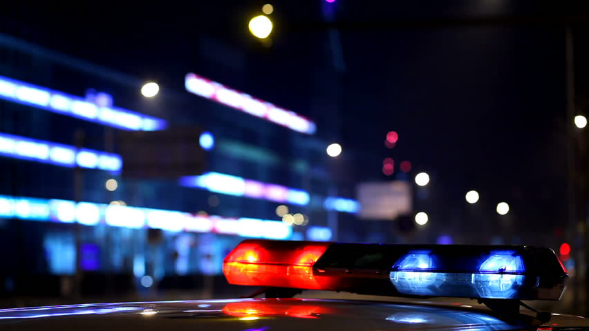 Flashing police car lights