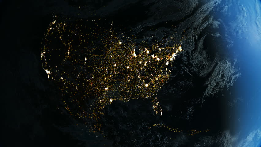North America From Space. Night. HD1080 / 30 fps