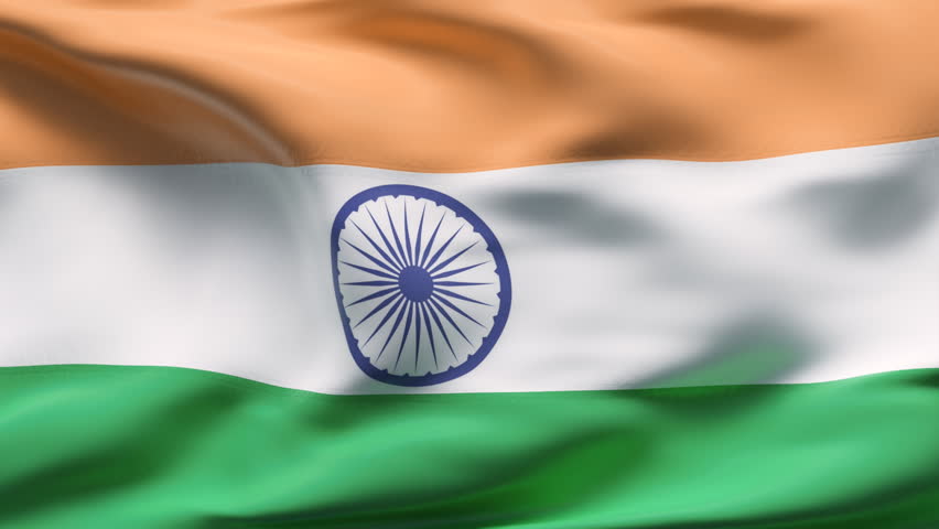 Creased indian cotton flag with visible wrinkle and seams