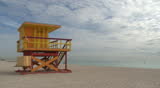 SOUTH BEACH - FEB 20: Lifeguard arriving at work on February 20th, 2010 on South Beach. According to government statistics, rip currents are responsible for all lifeguard rescues worldwide.