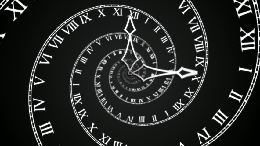 Black Spiral Clock loop (HD) Looping animation symbolizing losing track of time. With a spiral clock turning on black background. Full HD animation generated in smooth progressive frames.