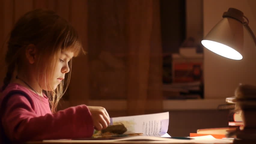lovely girl doing home lessons