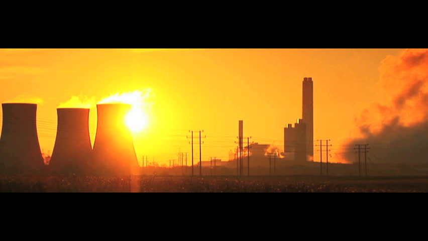 Montage collection of moving frames of environmental damage from fossil fuel pollution & clean renewable energy sources