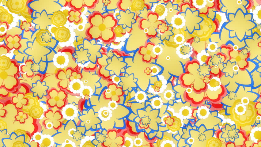 Retro Flowers Full Frame Multicolor Looping Animated Background 