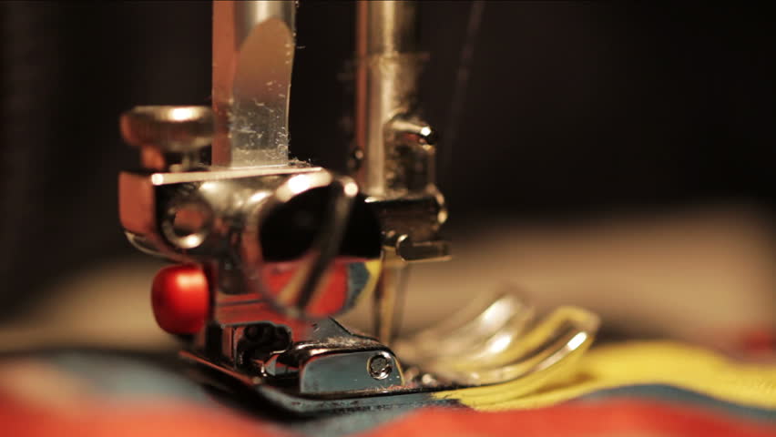 close up on sewing machine