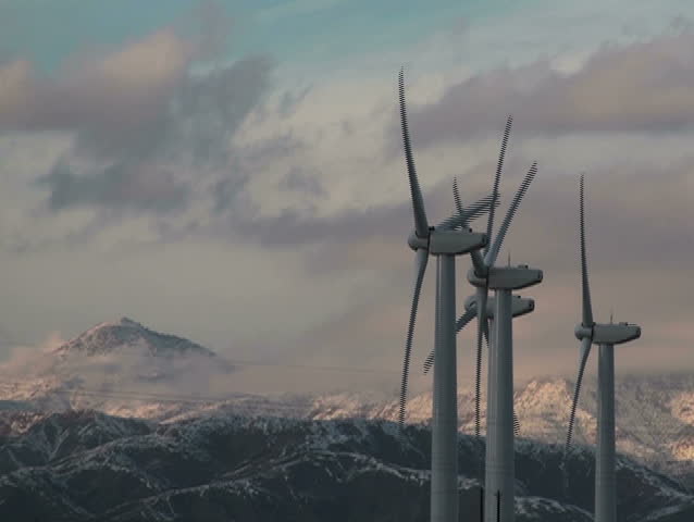 Wind turbines snow background V1 - NTSC