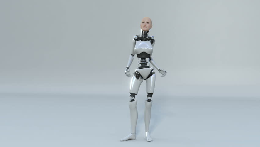 robot android woman dancing beautiful 3d rendering with matte for easy compositing into your own scenes