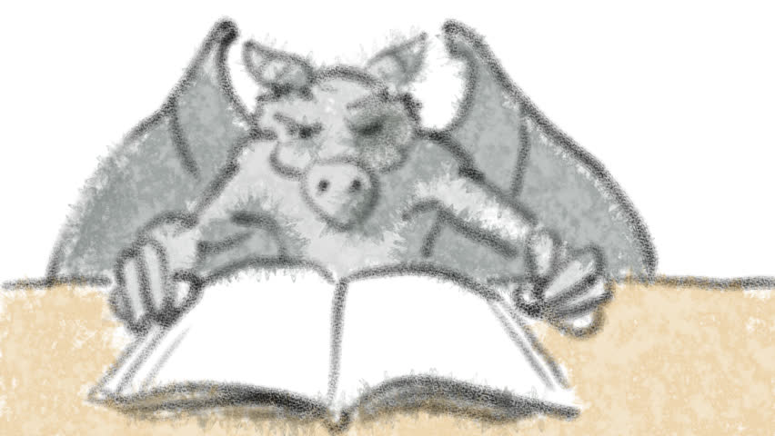 mythical creature turning book's pages
