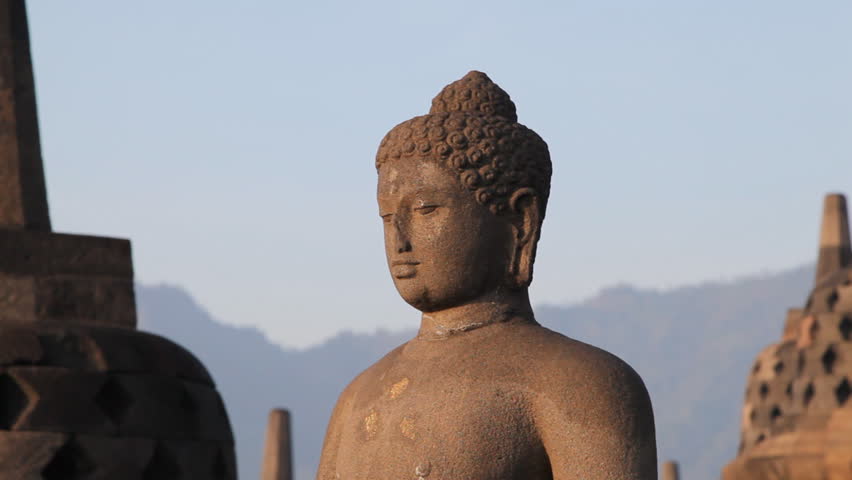 Statue of Buddha in Borobudur temple, Indonesia, Java