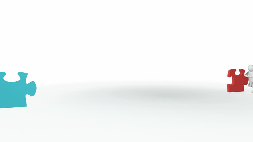 Animation representing 3d-couple with a puzzle