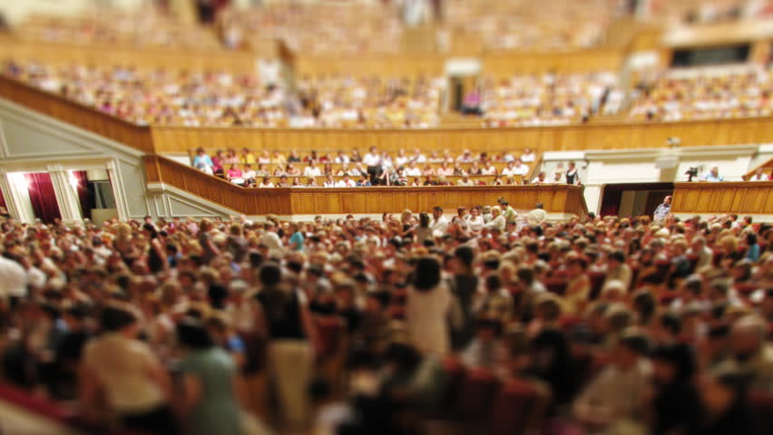 NOVOSIBIRSK (RUSSIA) JUNE 30: (TIME-LAPSE) Auditorium panoramic time-lapse in the Novosibirsk opera and ballet theater June 30, 2010 in Novosibirsk. The big hall seats more than 1790 spectators.