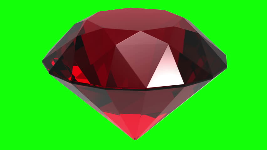 beautiful ruby 360 degree loop isolated on a green screen