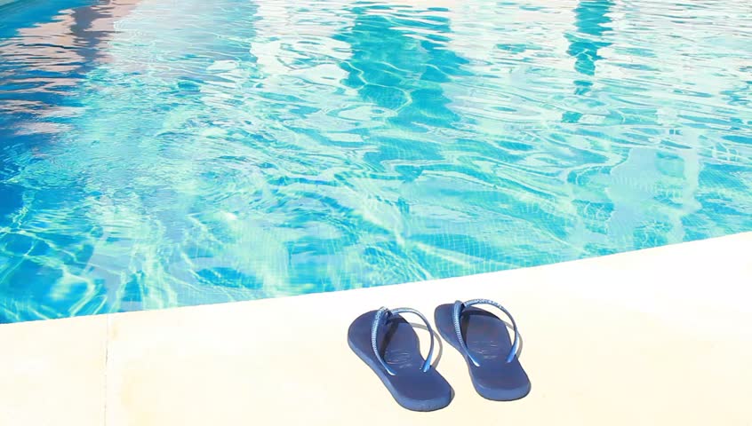 Flip-flops and swimming-pool