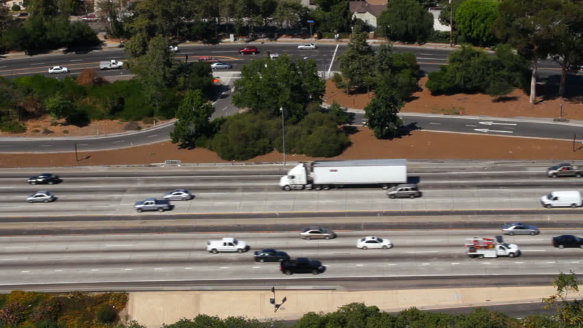 Heavy traffic on Interstate-5, outside of Los Angeles, California