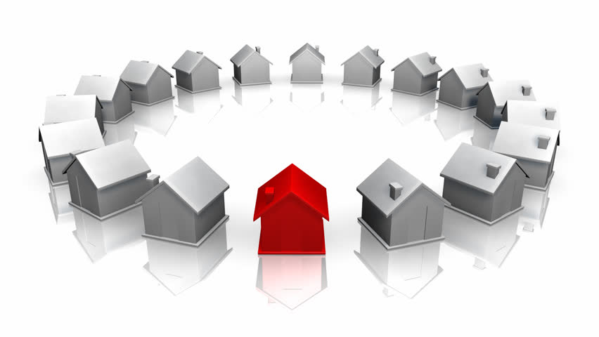 Circle made of little houses turning around 
