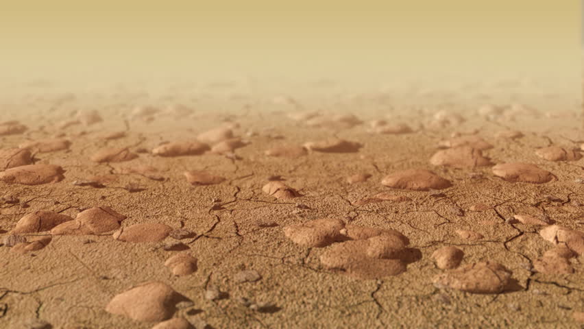 Parched ground fly through, seamless loop, depth of field. 