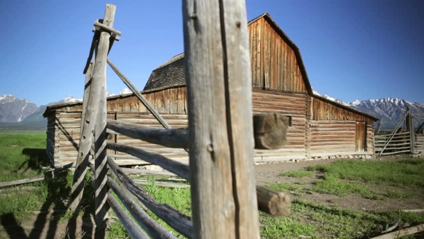 John Moulton barn on Mormon Row, Grand Teton National Park, dolly shot