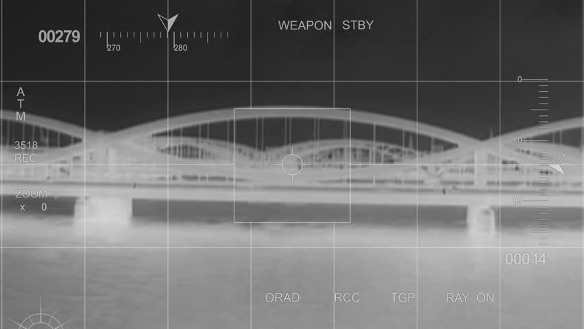 infrared - Helicopter hit by a Missile over a Bridge