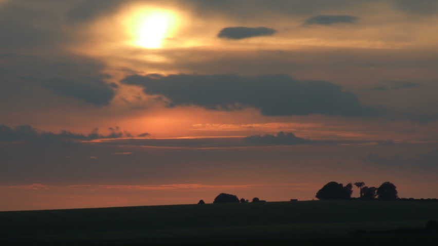 Time lapse of glorious sunset over countryside