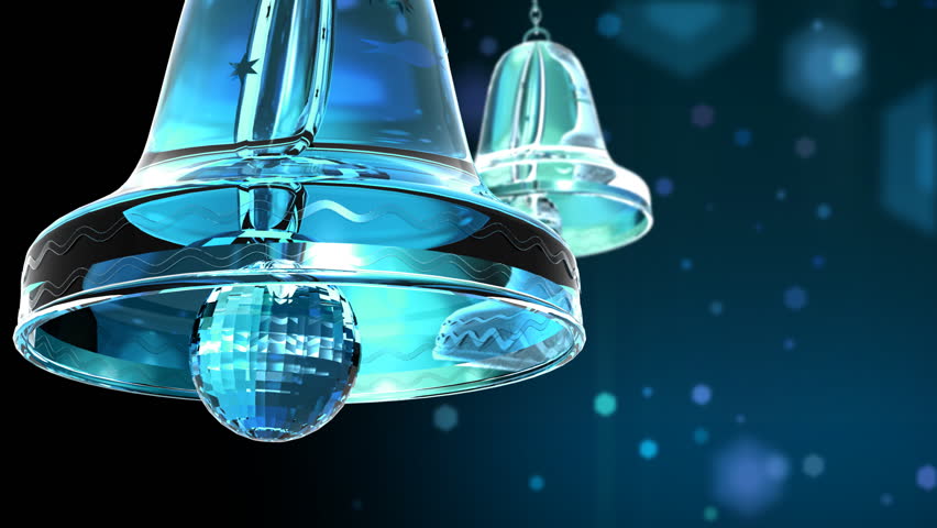 Computer-rendered animation for TV or celebration with two swinged crystal bells. 