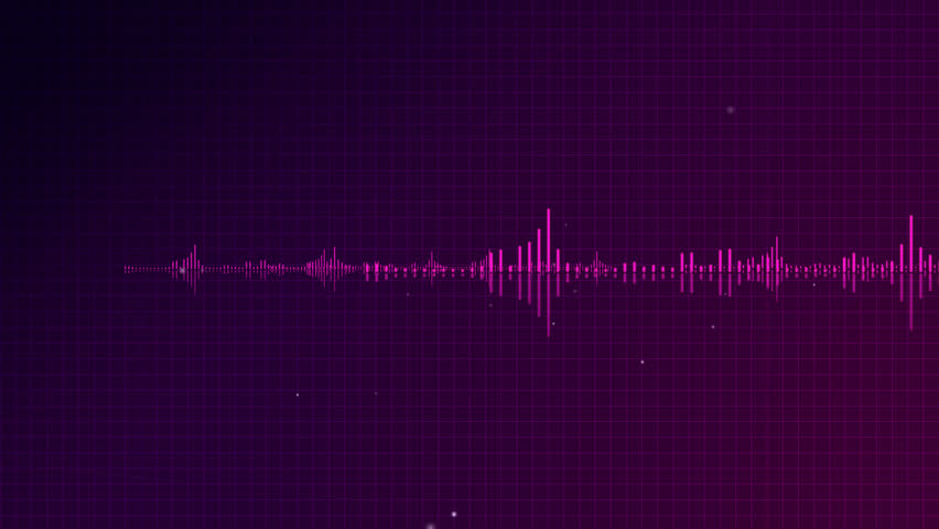 Computer-rendered animation of  music channel with violet tone-modulated wave. 