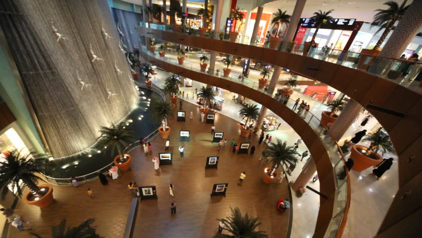DUBAI - APRIL 17: Dubai Mall with visitors from inside, April 17, 2010 in Dubai, UAE. The Dubai Mall is the world's largest shopping mall based on total area.