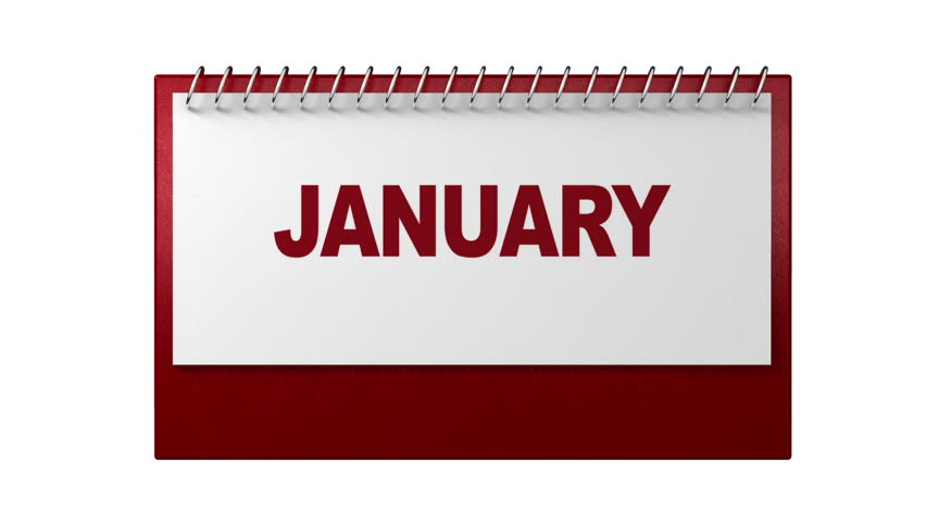 Turning pages in monthly  white calendar