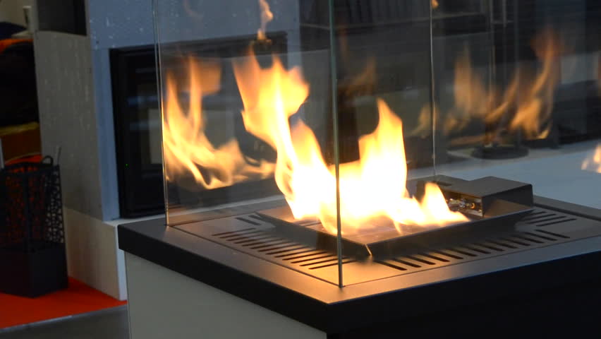 Modern Bio Fireplot Fireplace On Stock Footage Video 100