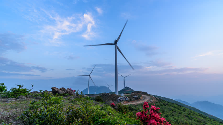 Wind Power Generator Before Sunrise Stock Footage Video ...