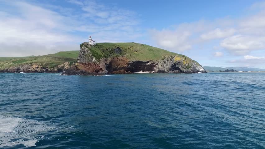 Approaching Taiaroa Head and Harrington Stock Footage Video ...