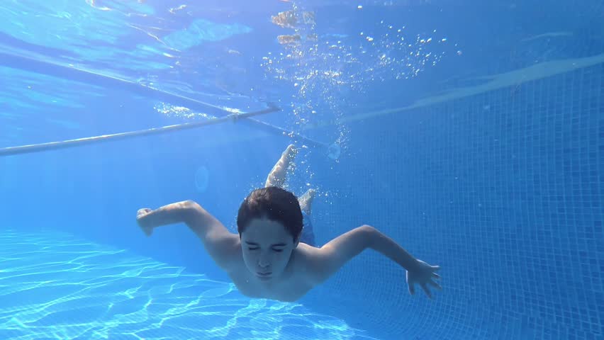 Hd00 10kid Swimming Underwater On The Breath Hold Boy Diving In