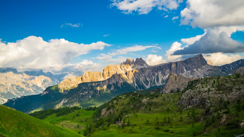 Fields and Mountains with white clouds in the sky image - Free stock ...