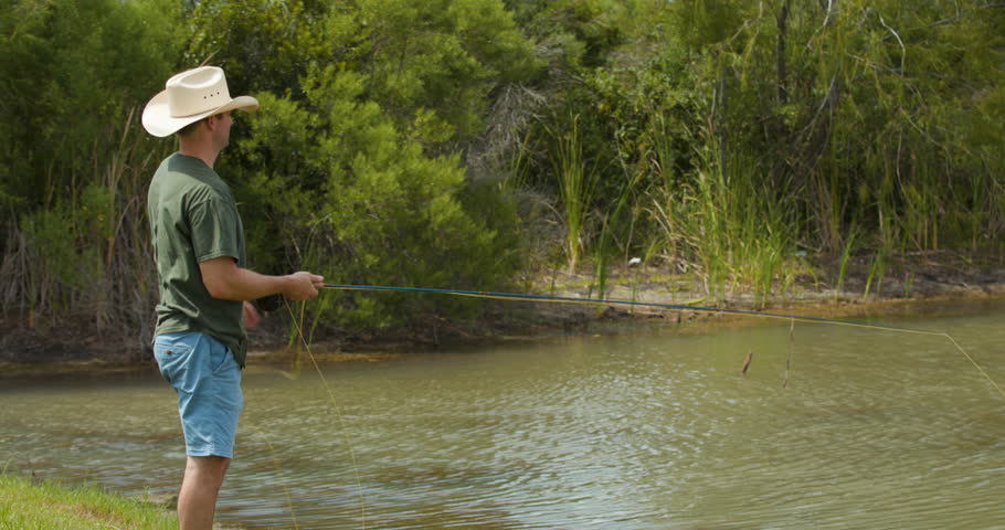 Man Wearing Cowboy Hat Practices His 