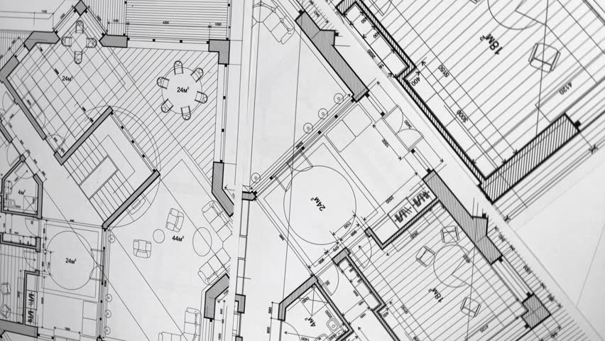 Blueprints: Architectural Drawings - Architectural Stock Footage Video